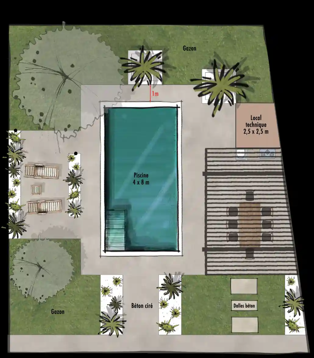 étude paysagère Drôme provençale - plan d'aménagement jardin